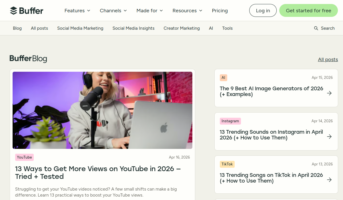 Screenshot of the Buffer Resources blog