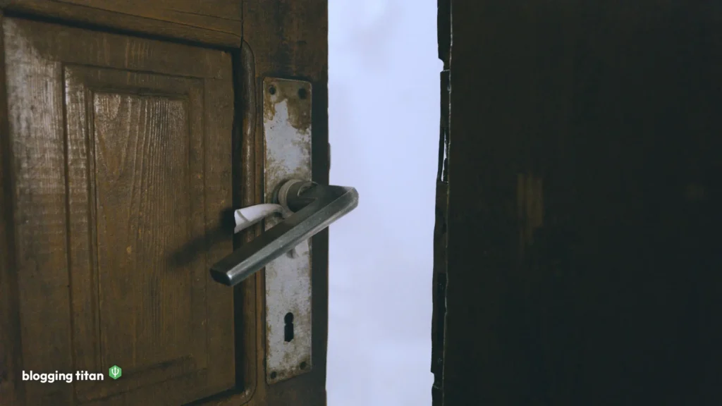 A wooden door standing slightly open, used as the featured image for our Cloudflare AI crawler change study - Blogging Titan